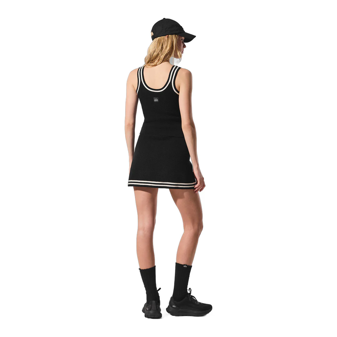 alo Tennis Club Sweater Knit Tank - Black/Ivory - Image 3