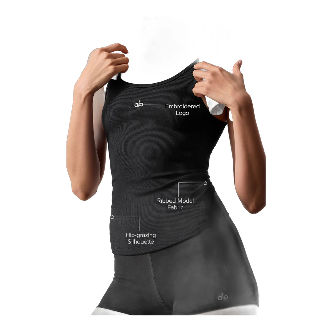 alo Ribbed Prosper Tank - Black - Image 2