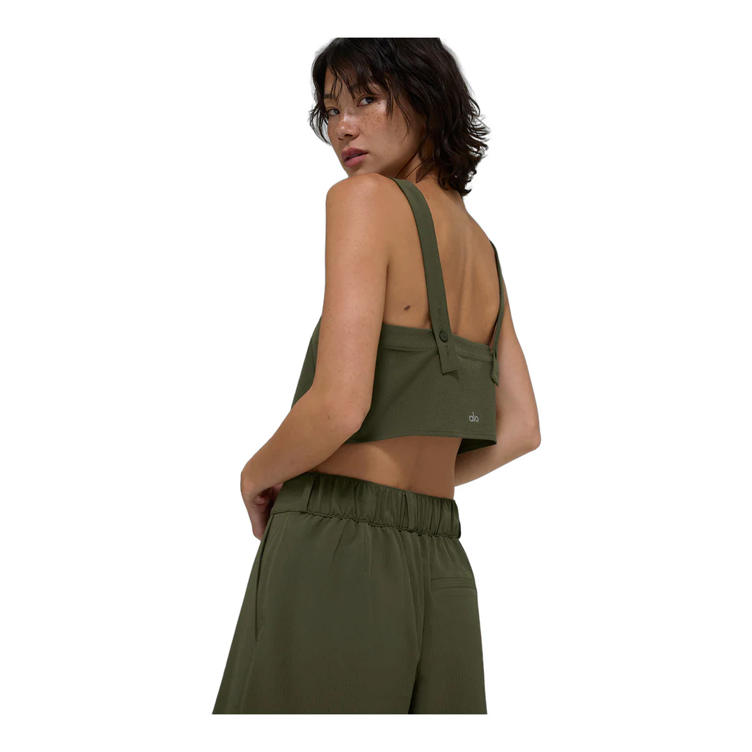 alo Cropped Dreamscape Tank - Green Olive - Image 2