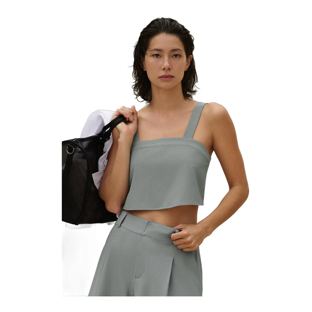 alo Cropped Dreamscape Tank - Lunar Grey