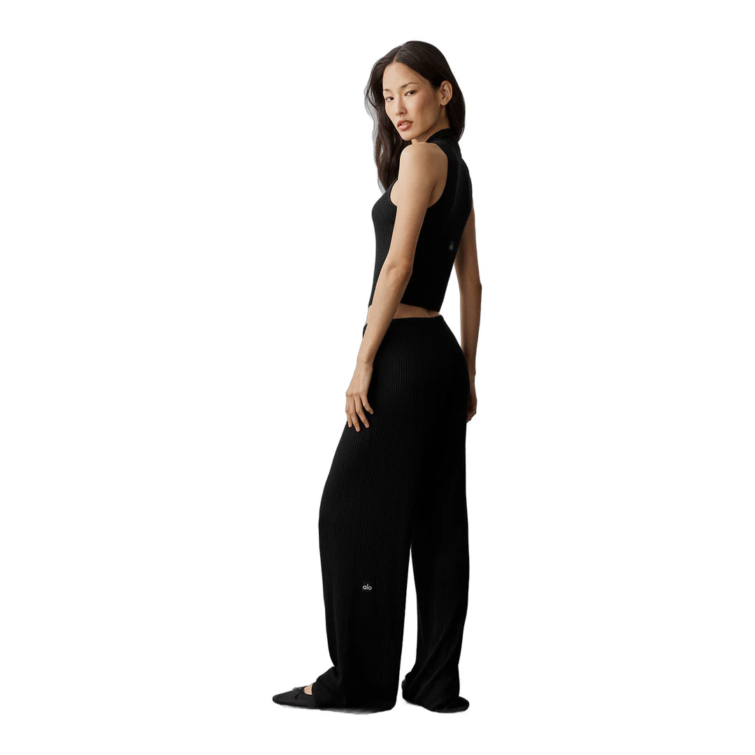 alo Sweater Knit Unwind Sleeveless Top - Black - Image 4
