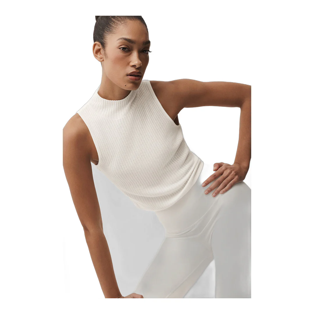 alo Sweater Knit Unwind Sleeveless Top - Ivory