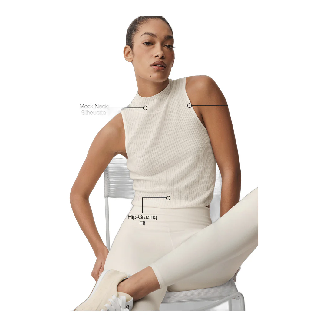 alo Sweater Knit Unwind Sleeveless Top - Ivory - Image 2