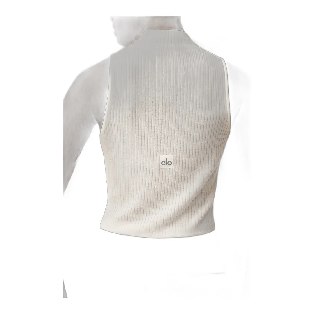 alo Sweater Knit Unwind Sleeveless Top - Ivory - Image 3
