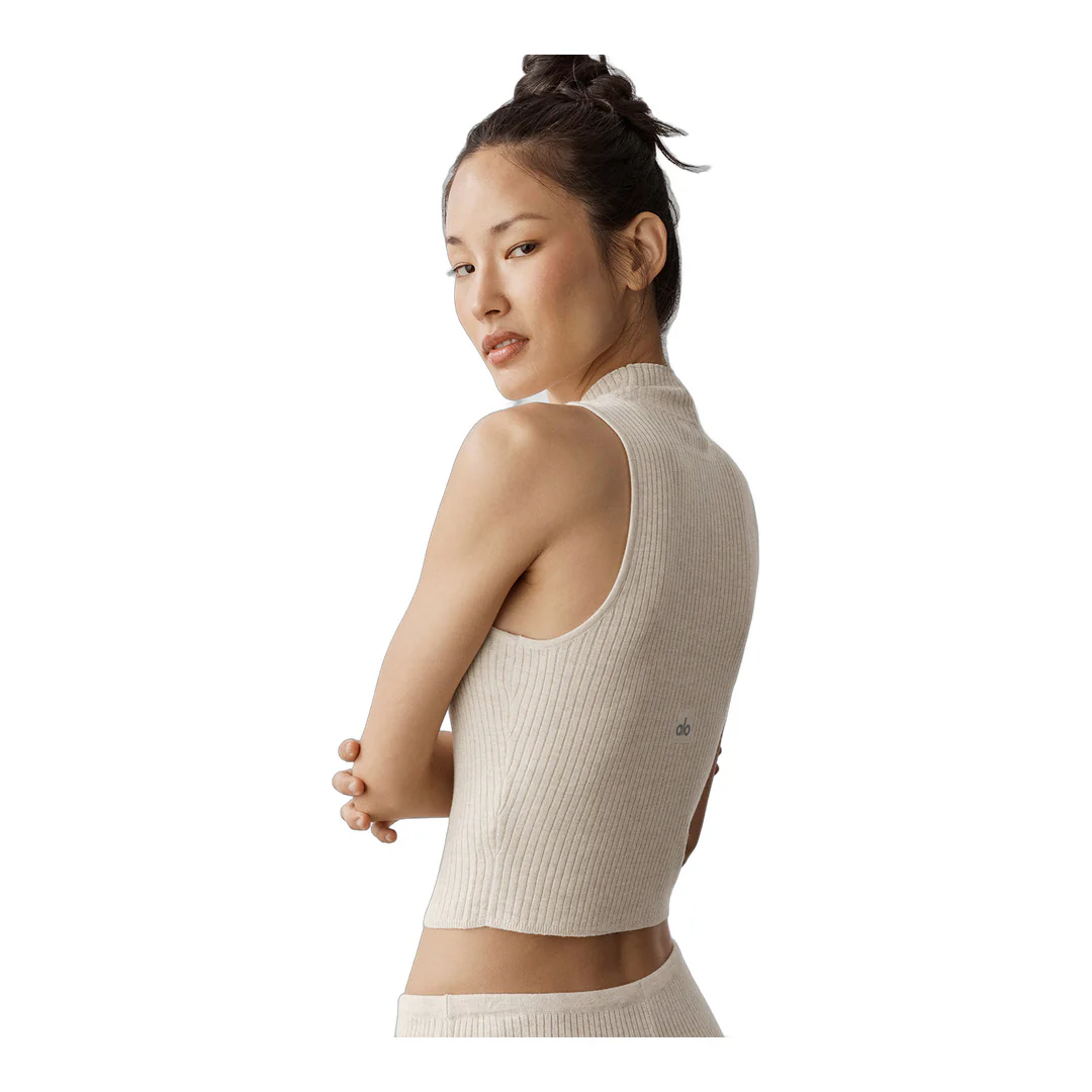 alo Sweater Knit Unwind Sleeveless Top - Oatmeal Heather - Image 2