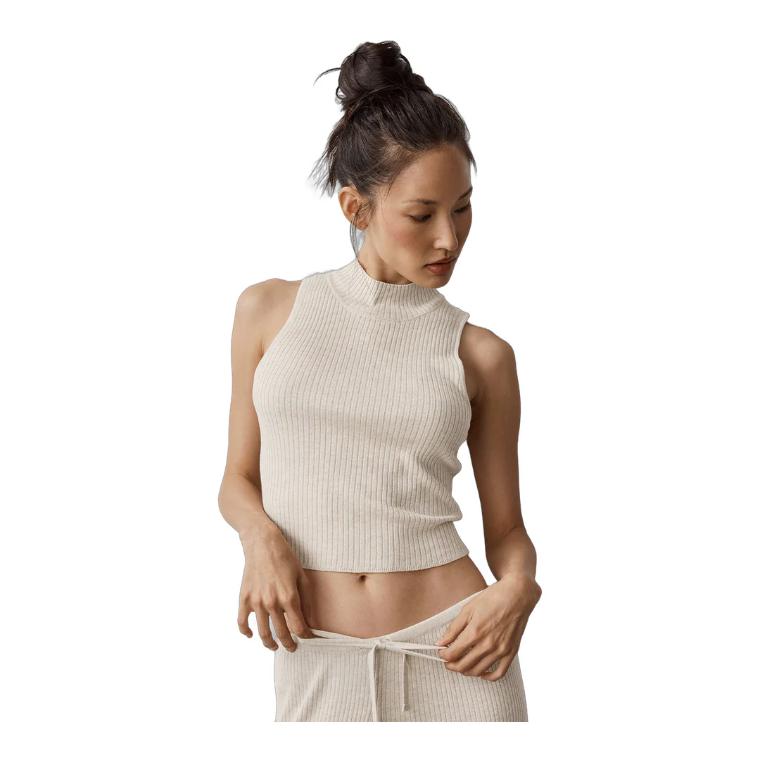 alo Sweater Knit Unwind Sleeveless Top - Oatmeal Heather - Image 5