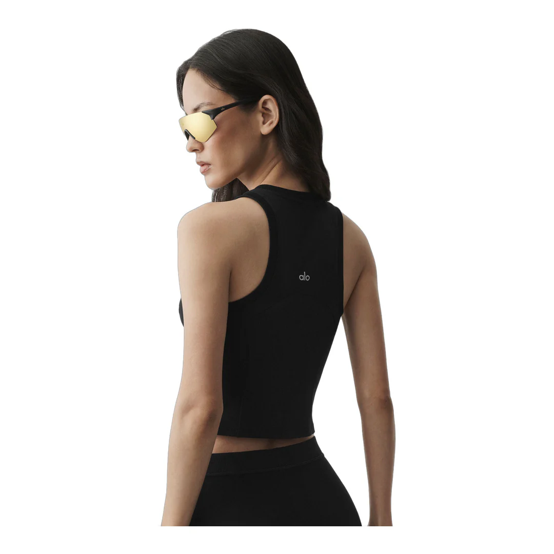 alo Alosoft Level Up Full Zip Tank - Black - Image 3