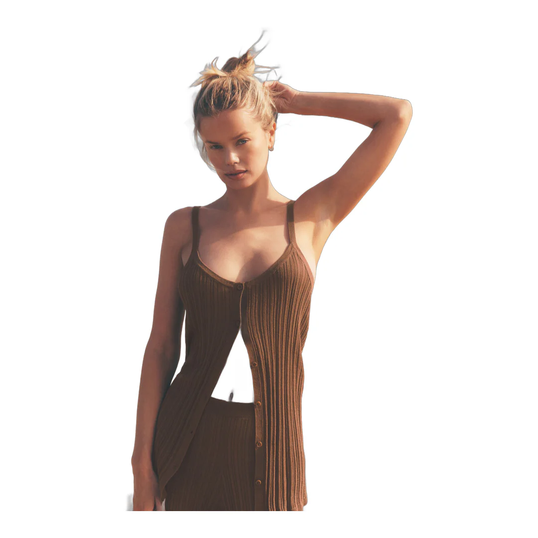 alo Sweater Sunlit Button Down Tank - Sun Kissed Brown