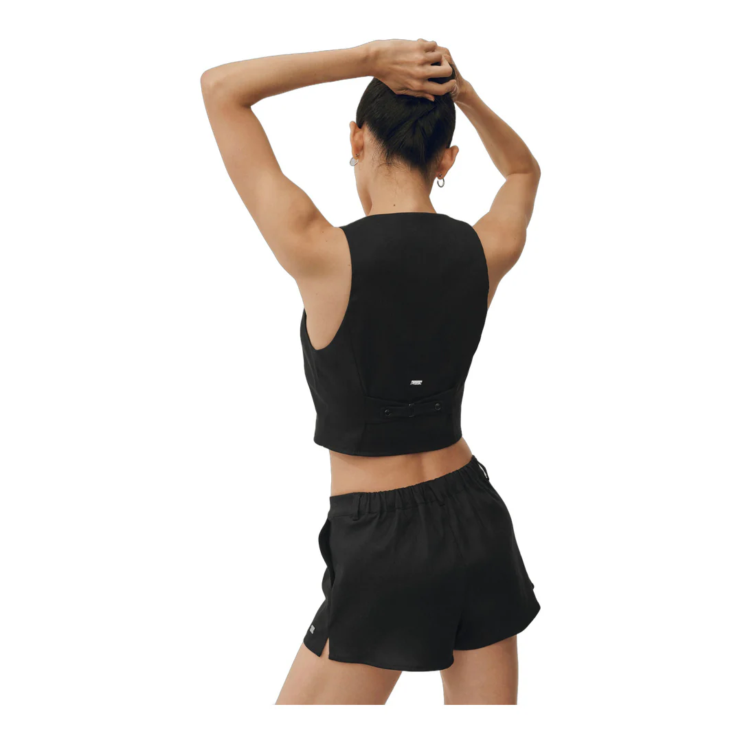 alo Linen Blend Riviera Vest - Black - Image 2