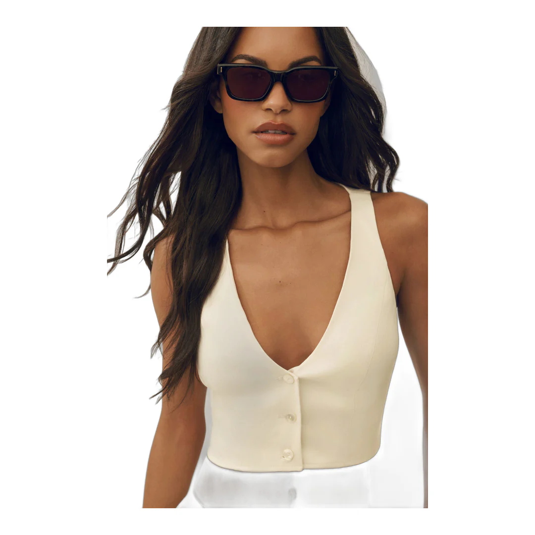 alo Linen Blend Riviera Vest - Sandy Beige - Image 3