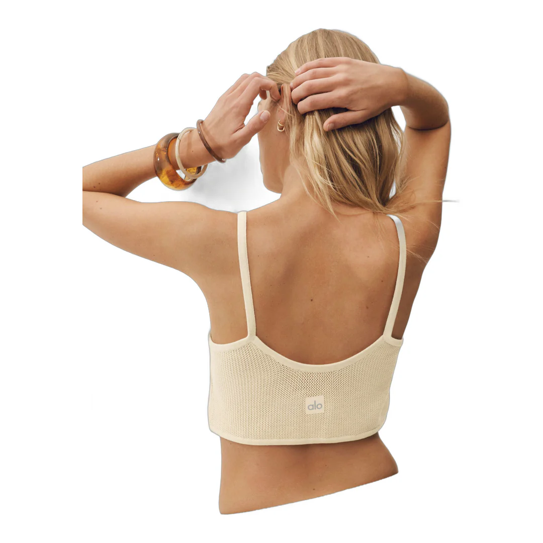 alo Silk Cashmere Cropped Heat Wave Tank - Sandy Beige - Image 2