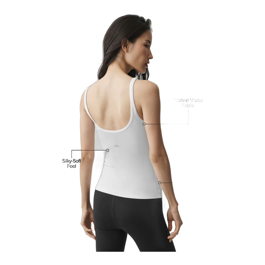 alo Ribbed Adore Tank - White - Image 2