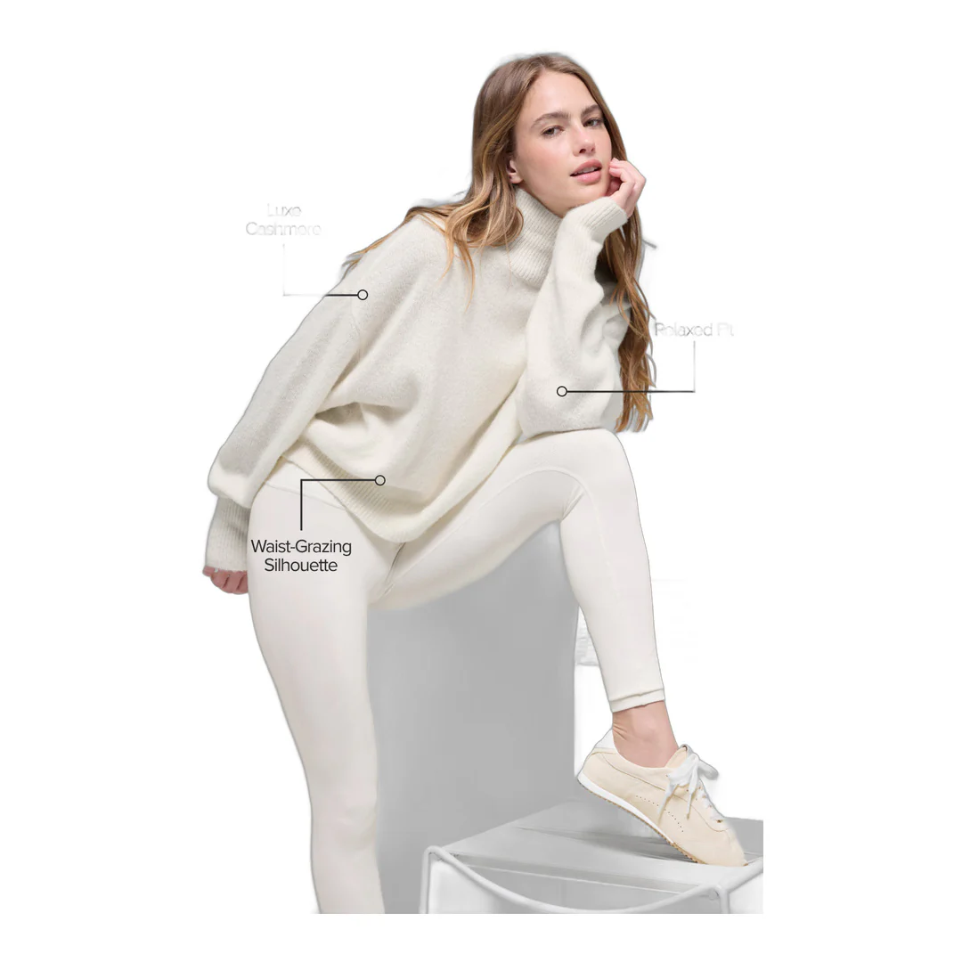alo Wool Cashmere Cropped New Class Turtleneck Sweater - Ivory - Image 2