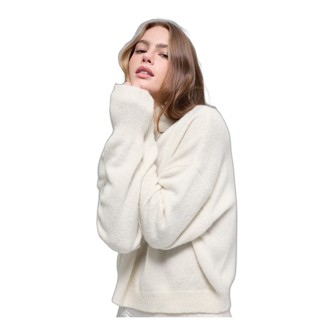 alo Wool Cashmere Cropped New Class Turtleneck Sweater - Ivory - Image 4