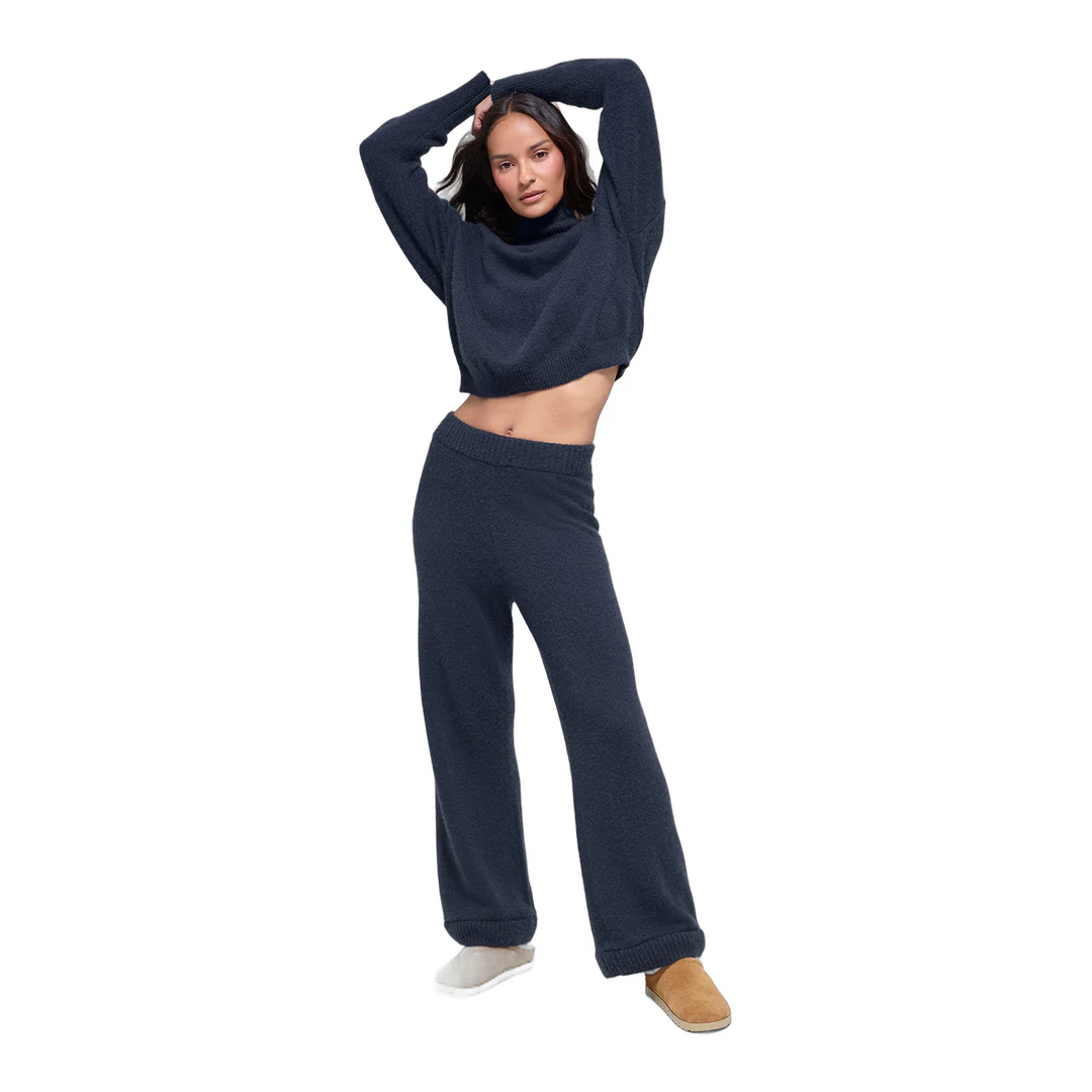 alo Wool Cashmere Cropped New Class Turtleneck Sweater - Navy - Image 5