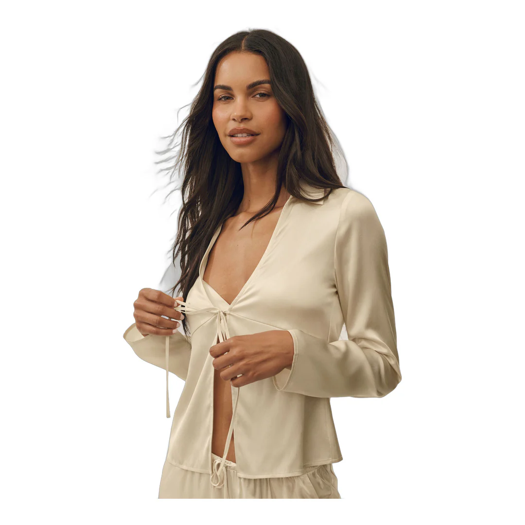 alo Silk Blend Radiance Long Sleeve Top - Sandy Beige - Image 2