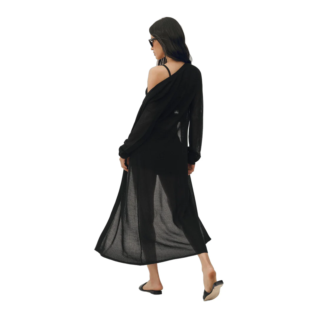 alo Silk Cashmere Heatwave Long Cardigan - Black - Image 2