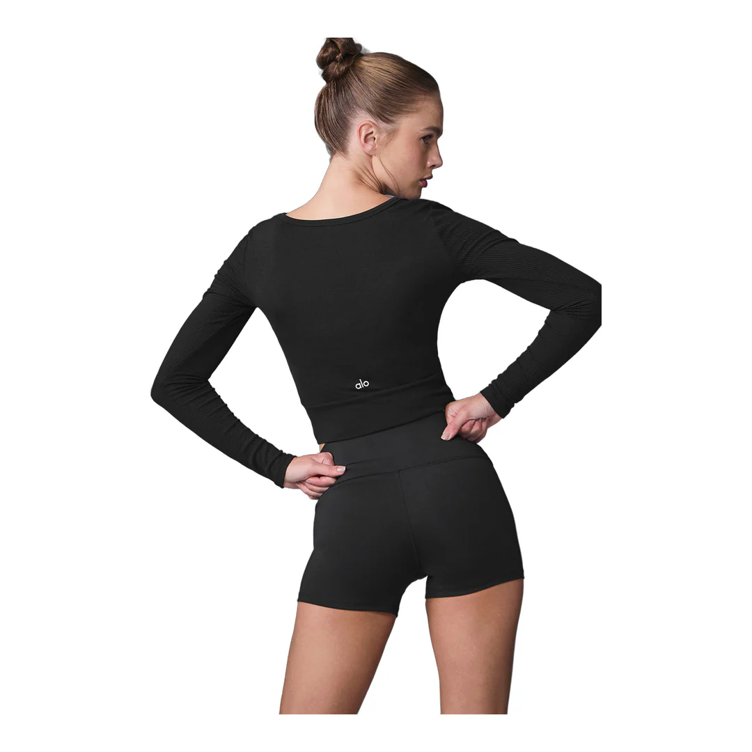 alo Cover Long Sleeve Top - Black - Image 2