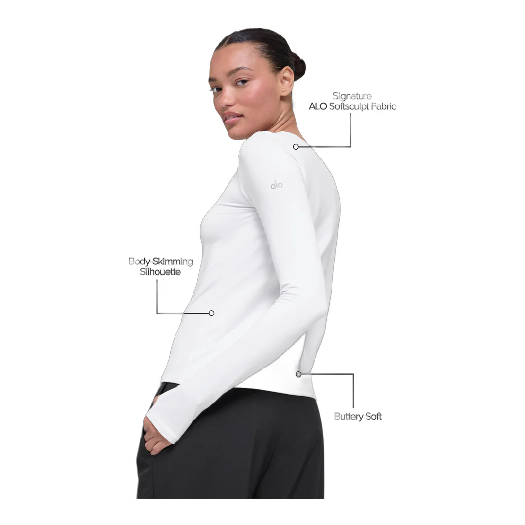 alo Alosoft Finesse Long Sleeve - White - Image 2