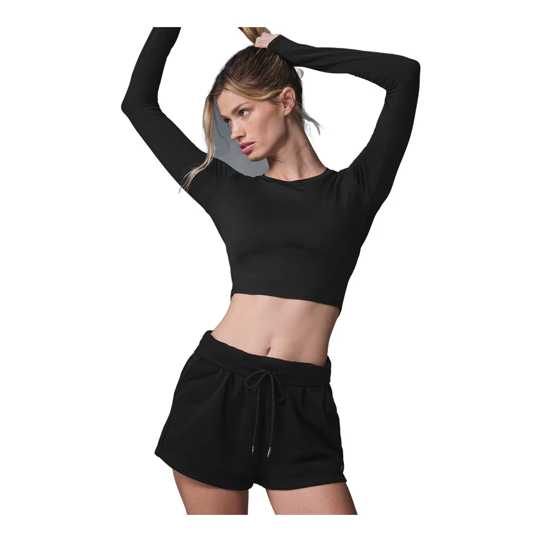alo Alosoft Crop Finesse Long Sleeve - Black