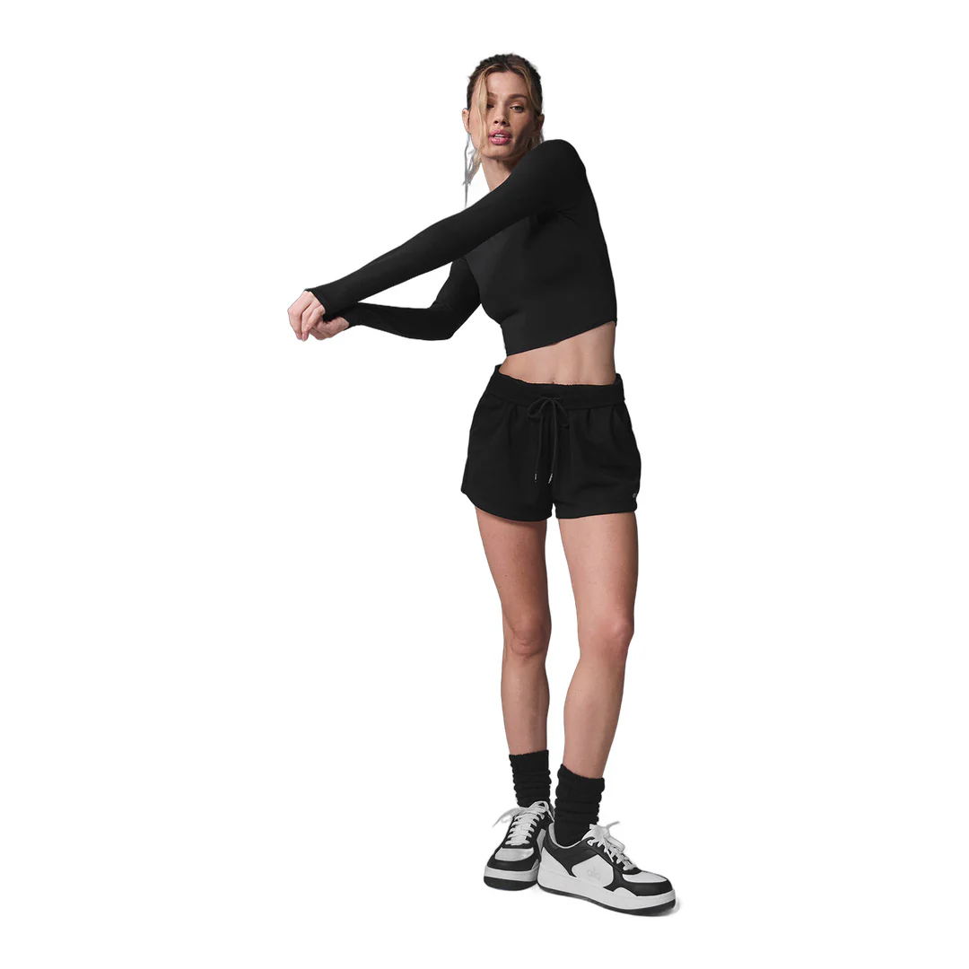 alo Alosoft Crop Finesse Long Sleeve - Black - Image 3