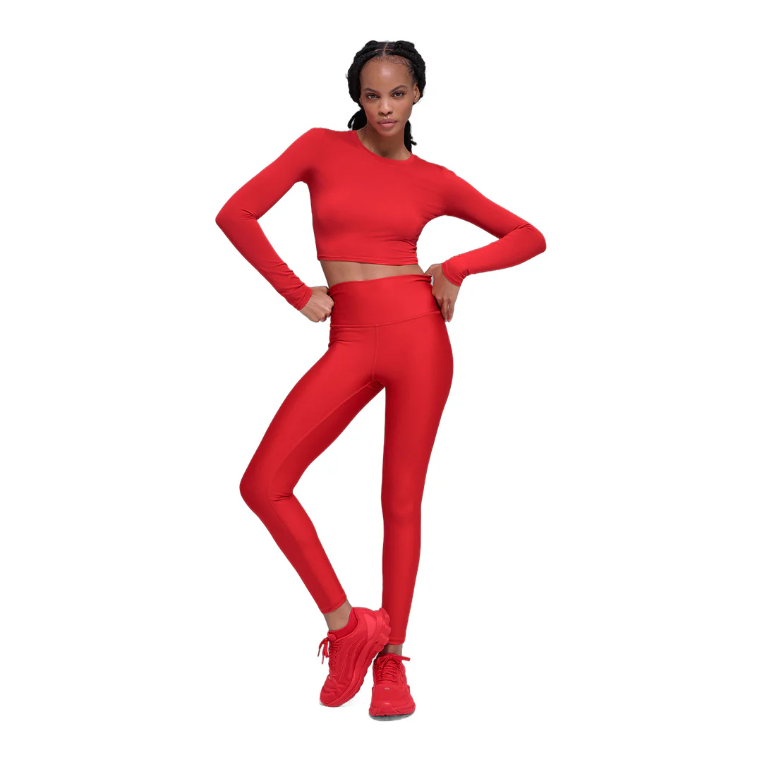 alo Alosoft Crop Finesse Long Sleeve - Bright Red - Image 4