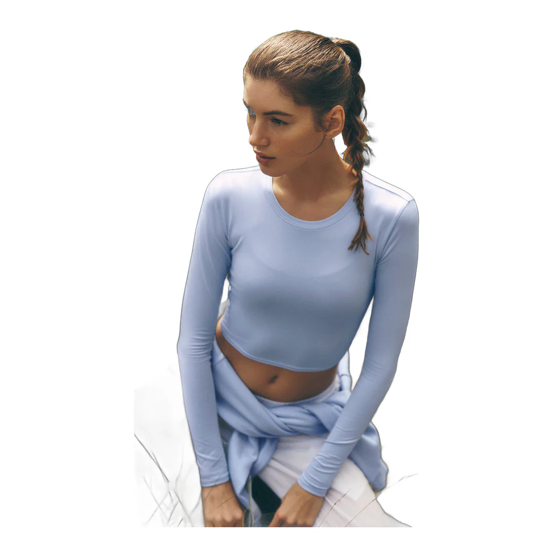 alo Alosoft Crop Finesse Long Sleeve - Light Provence Blue