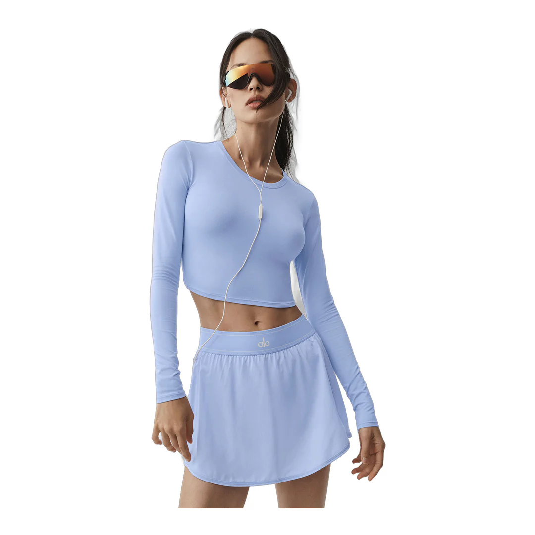 alo Alosoft Crop Finesse Long Sleeve - Light Provence Blue - Image 3