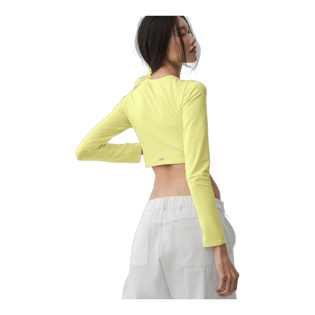 alo Alosoft Crop Finesse Long Sleeve - Sunshine - Image 2