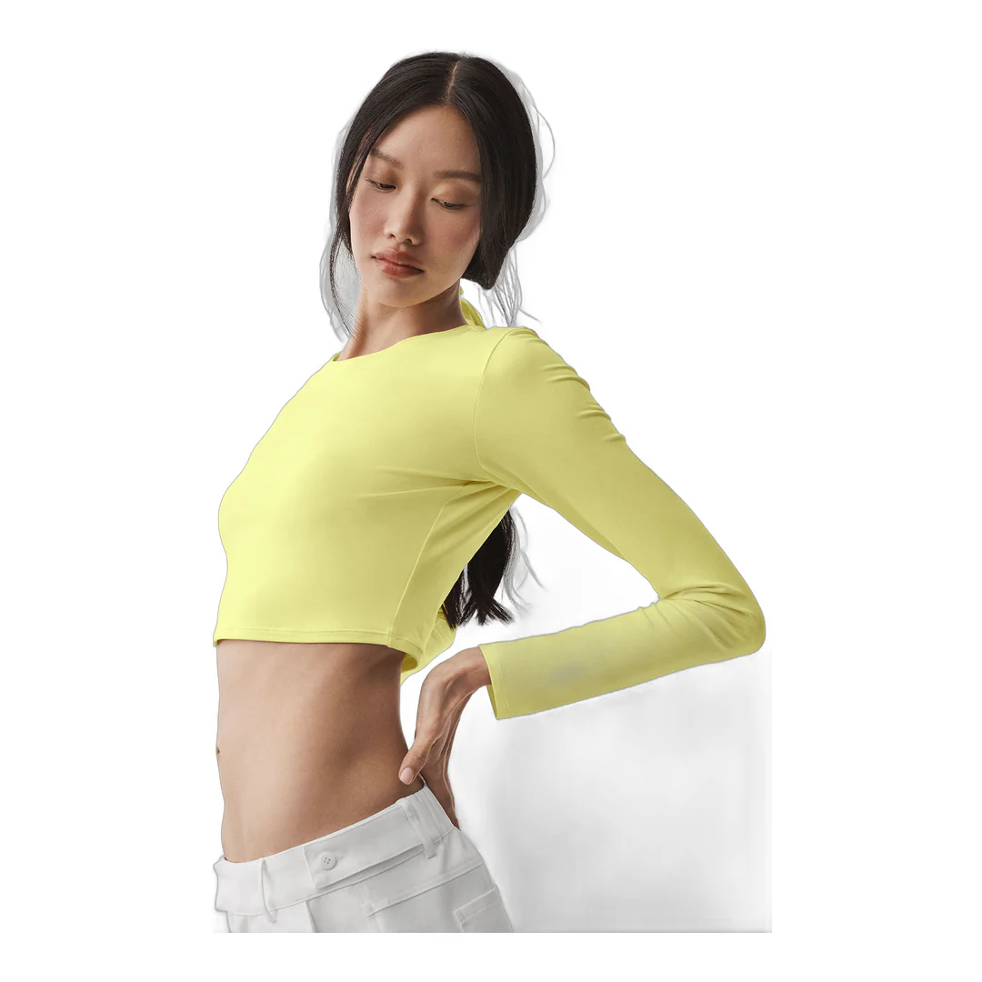 alo Alosoft Crop Finesse Long Sleeve - Sunshine - Image 3