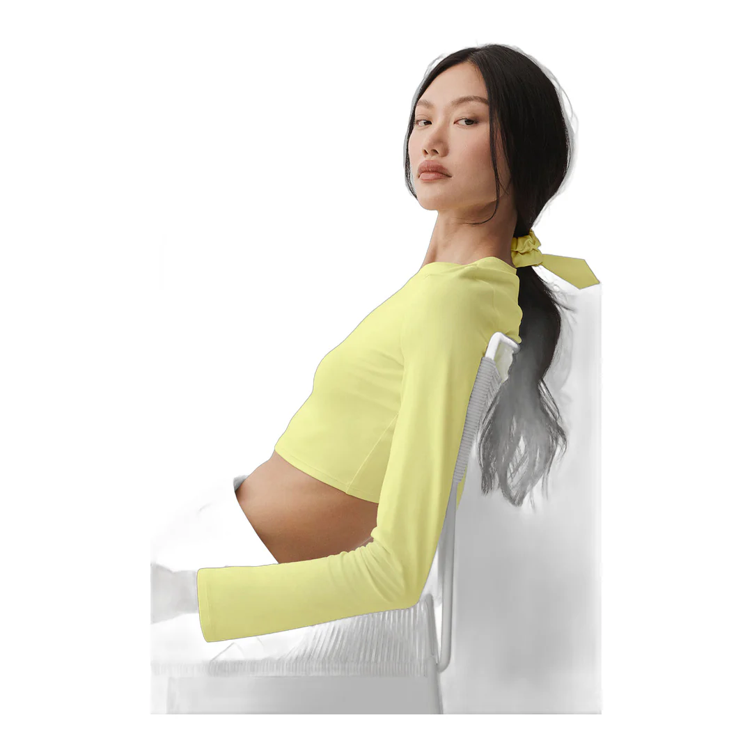 alo Alosoft Crop Finesse Long Sleeve - Sunshine - Image 4