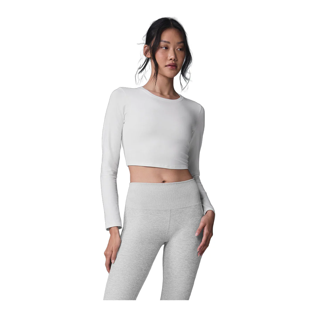 alo Alosoft Crop Finesse Long Sleeve - White - Image 3