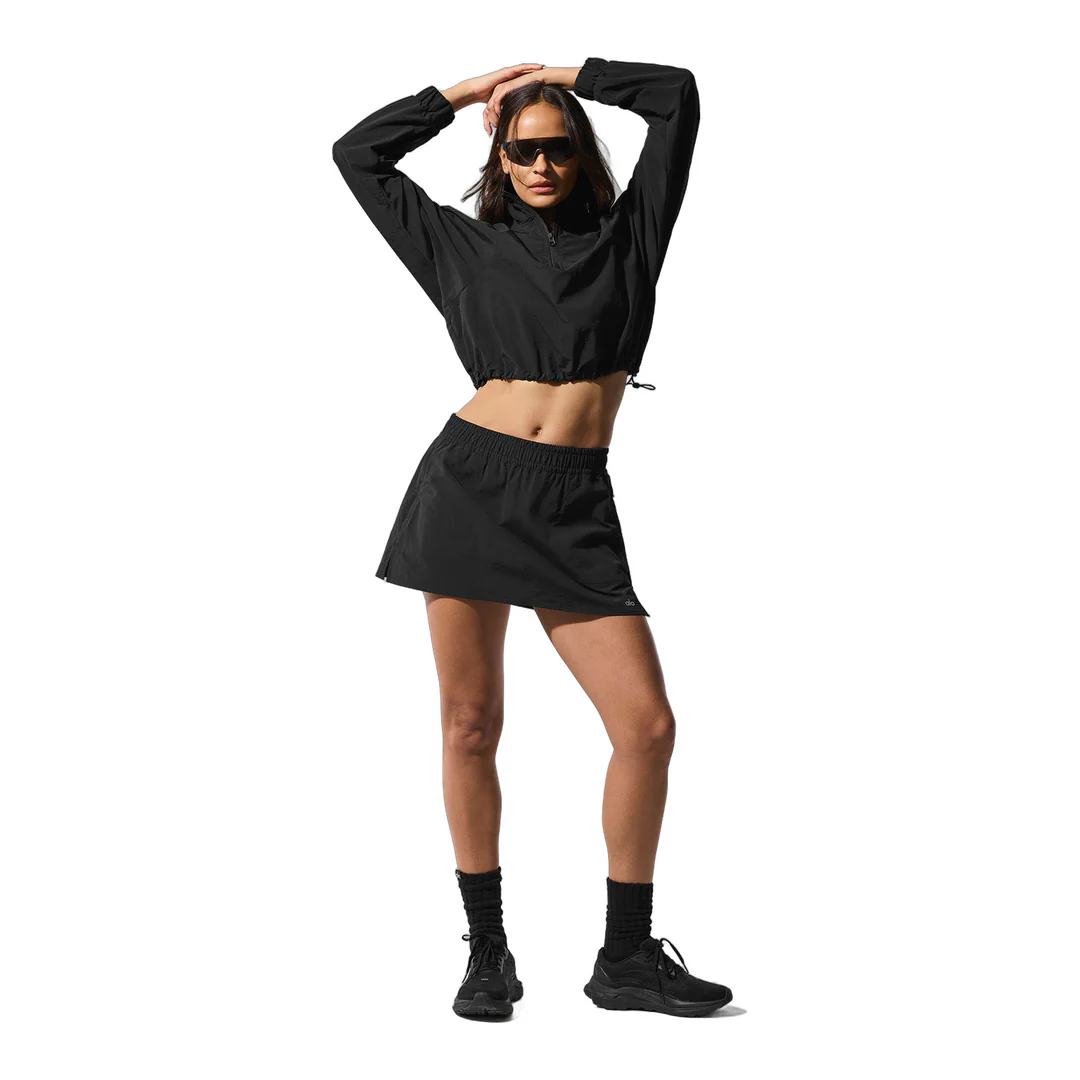 alo Cropped 1/4 Zip Alumni Pullover - Black - Image 5