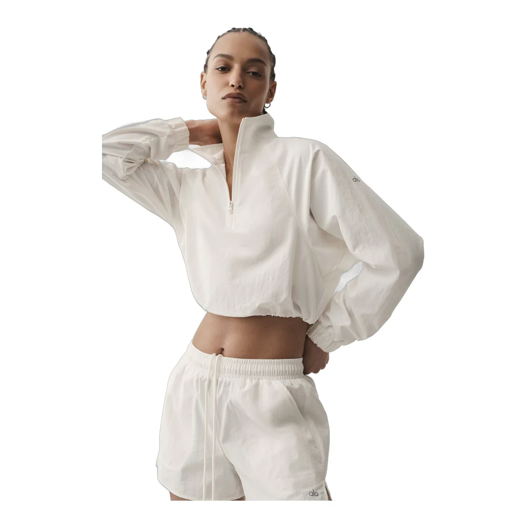 alo Cropped 1/4 Zip Alumni Pullover - Ivory - Image 4