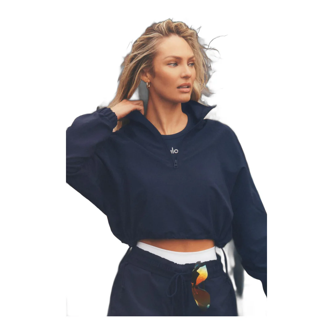 alo Cropped 1/4 Zip Alumni Pullover - Navy