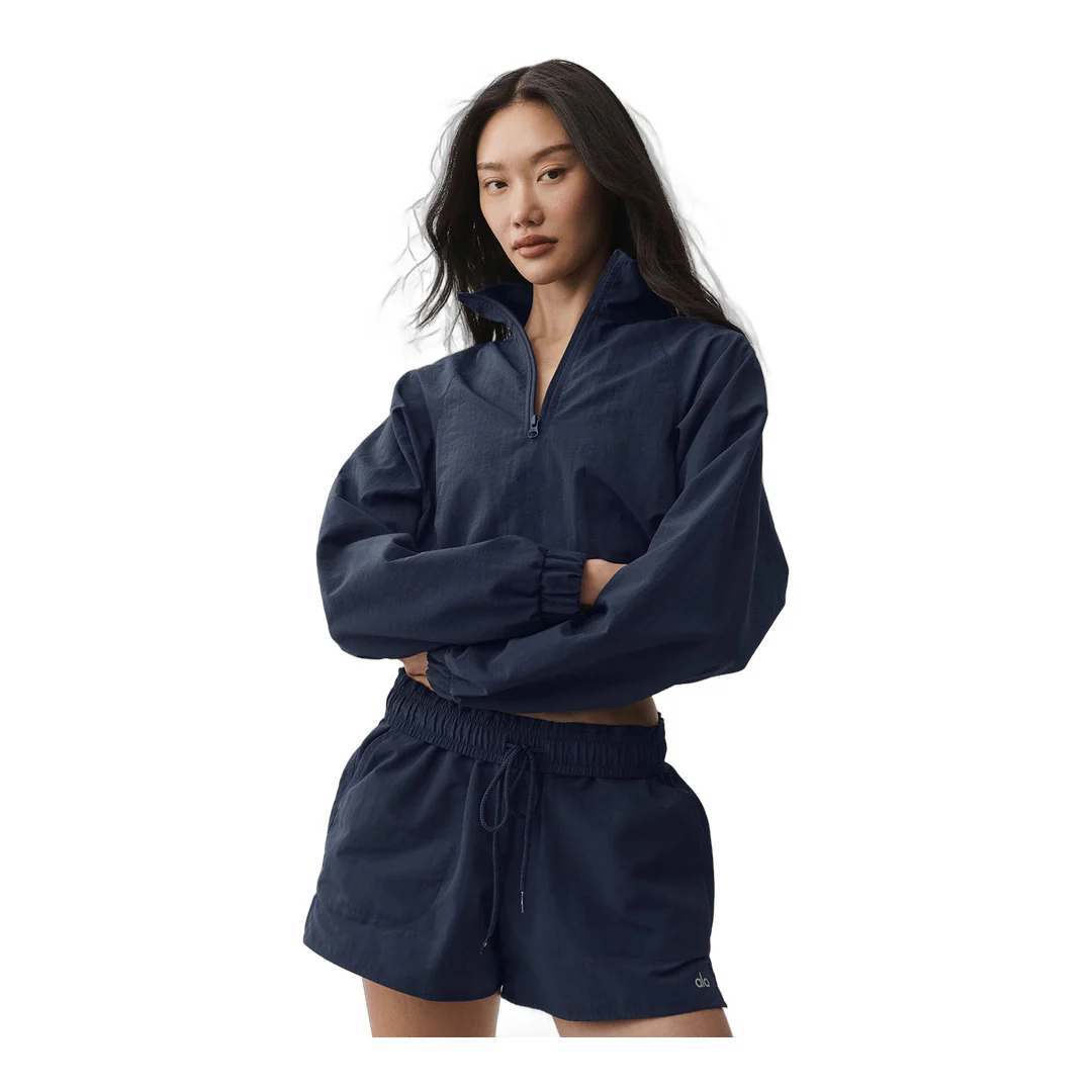 alo Cropped 1/4 Zip Alumni Pullover - Navy - Image 3
