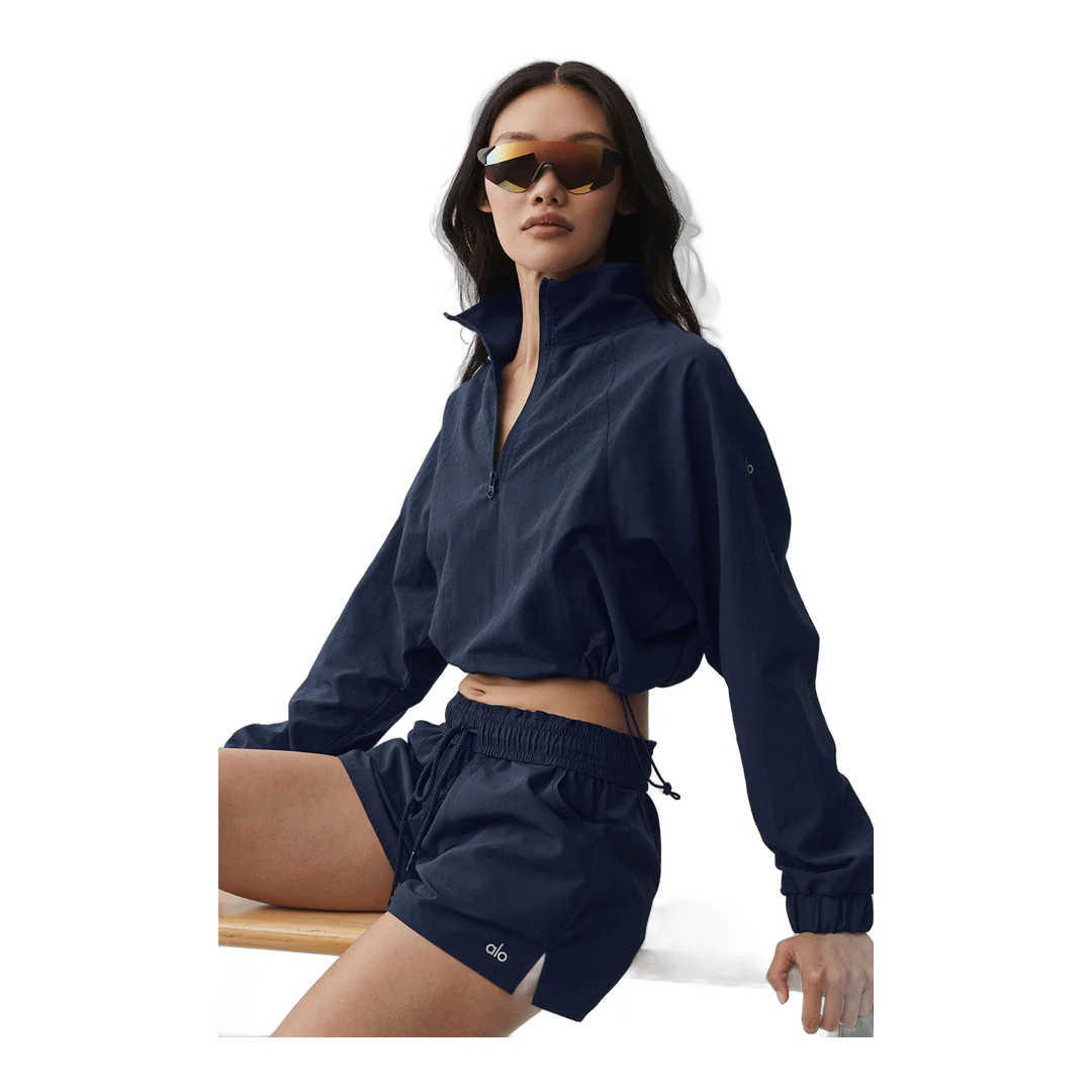 alo Cropped 1/4 Zip Alumni Pullover - Navy - Image 5