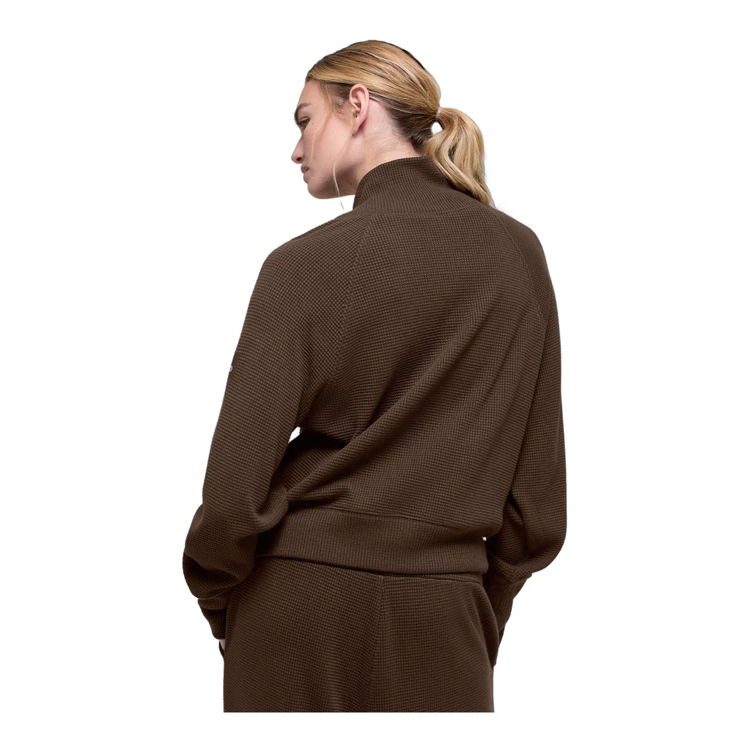 alo Waffle Weekend Escape Mock Neck Long Sleeve - Espresso - Image 3