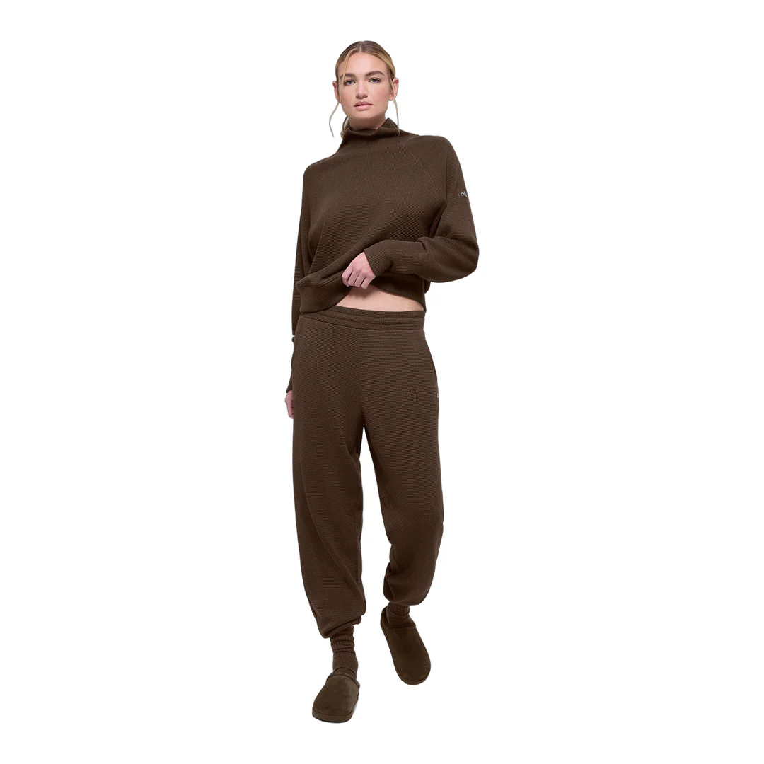 alo Waffle Weekend Escape Mock Neck Long Sleeve - Espresso - Image 6