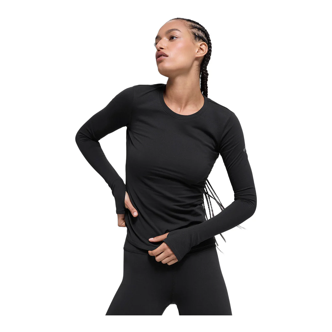 alo Airbrush Winter Warm Nocturne Long Sleeve - Black