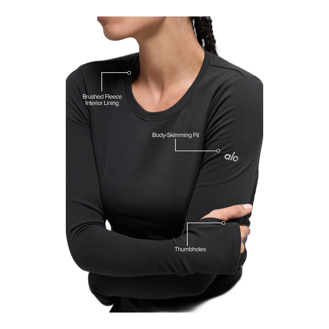 alo Airbrush Winter Warm Nocturne Long Sleeve - Black - Image 2