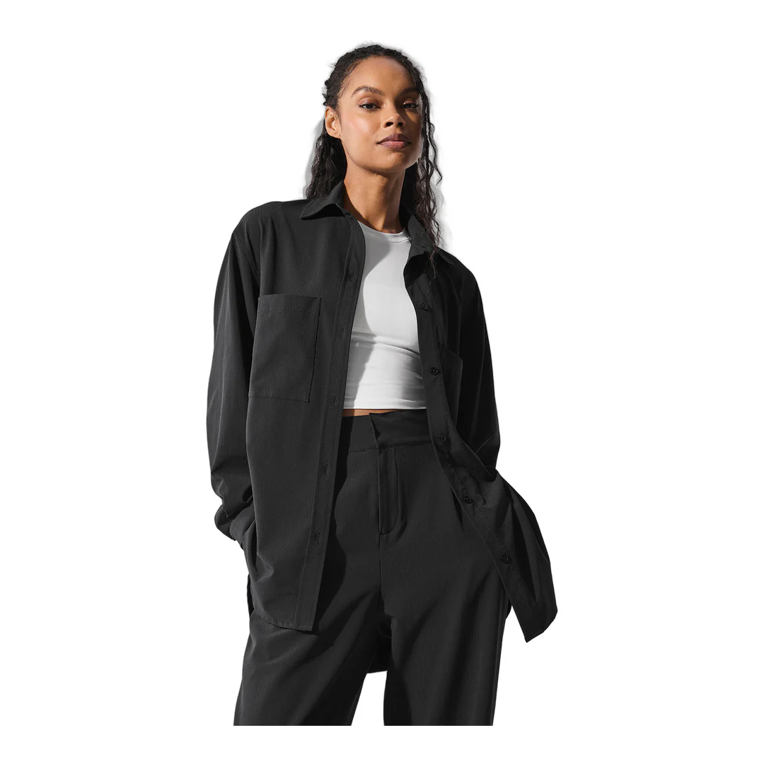 alo Dreamscape Button Down Long Sleeve - Black - Image 4