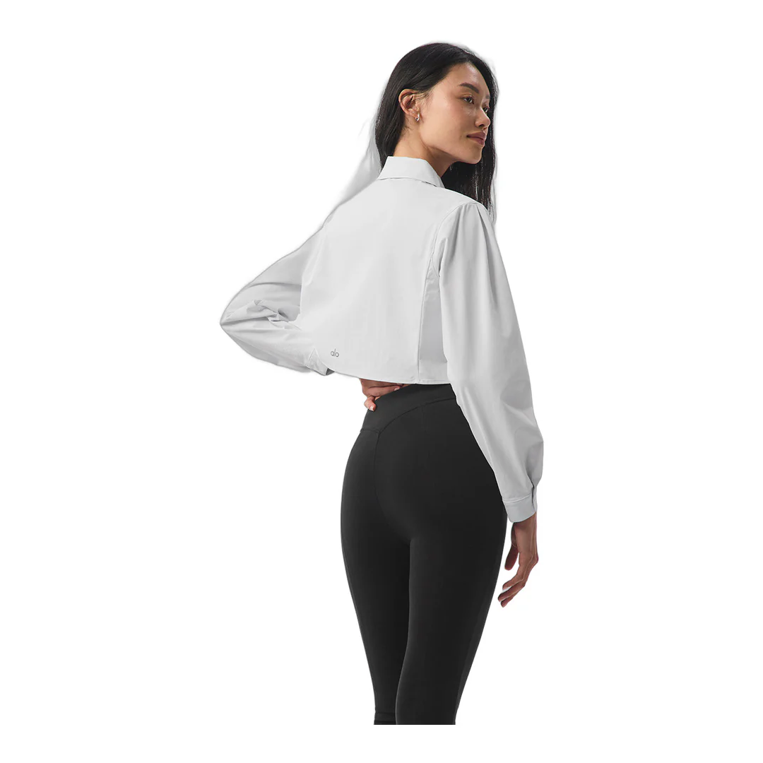 alo Cropped Take Me Out Button Up - White - Image 2