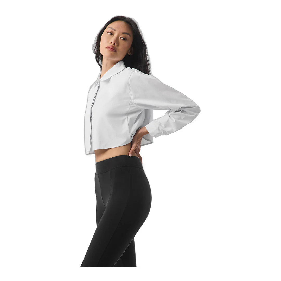 alo Cropped Take Me Out Button Up - White - Image 4