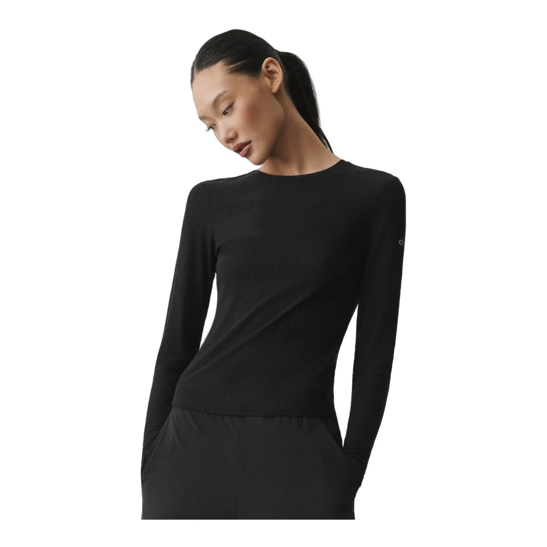 alo Ribbed Sea Coast Long Sleeve - Black - Image 3