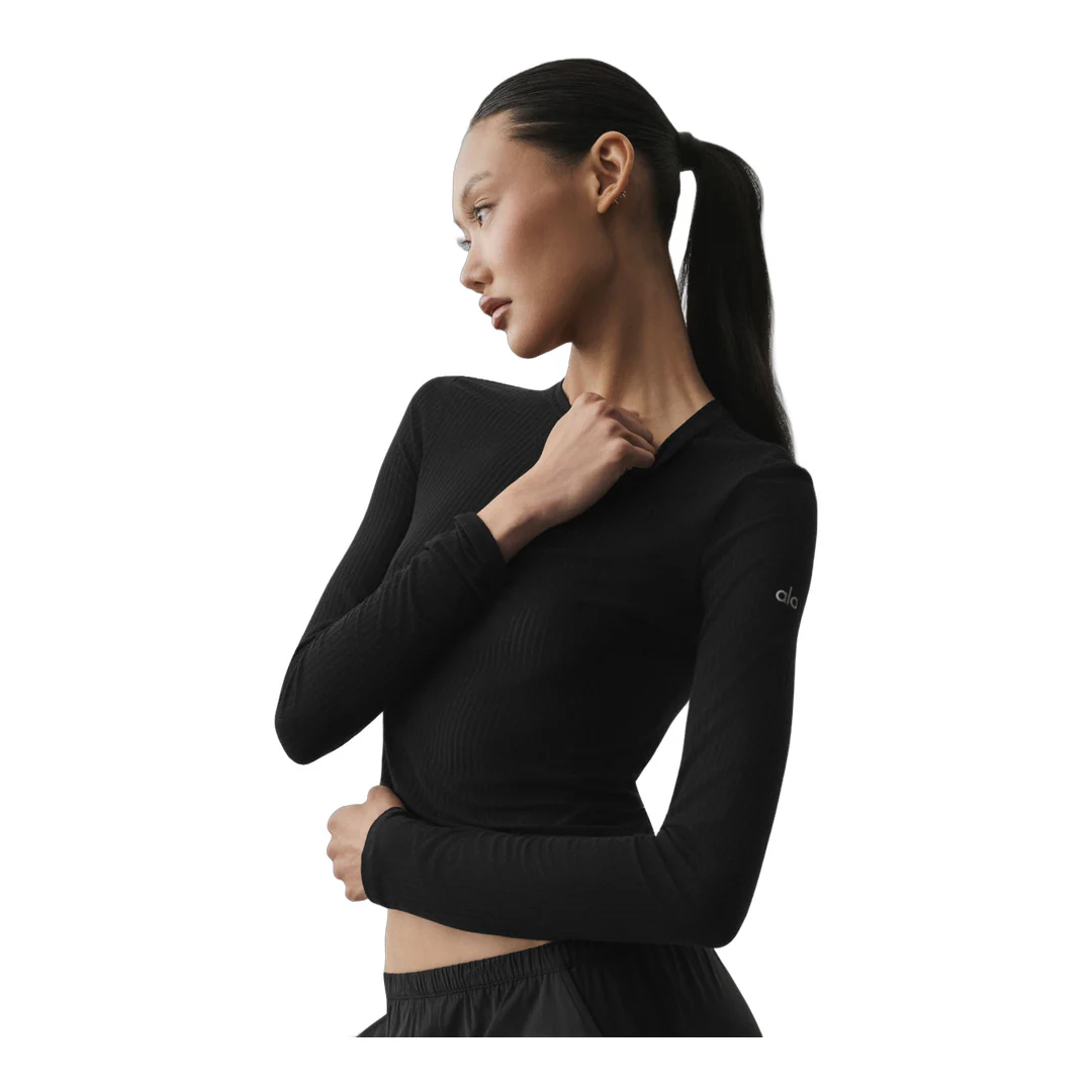 alo Ribbed Sea Coast Long Sleeve - Black - Image 4