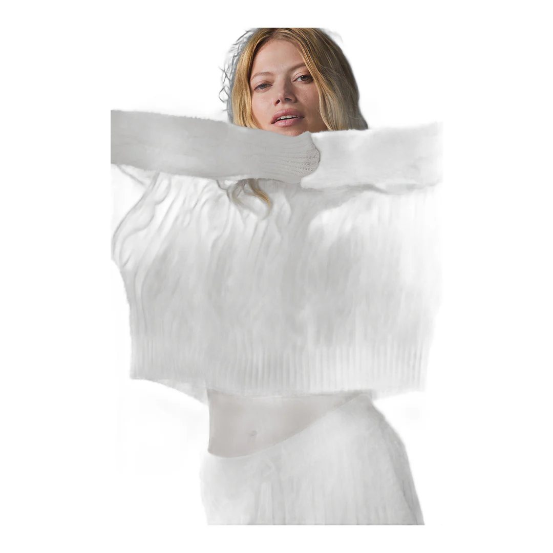 alo Cable Knit Winter Bliss Hoodie - Ivory - Image 4
