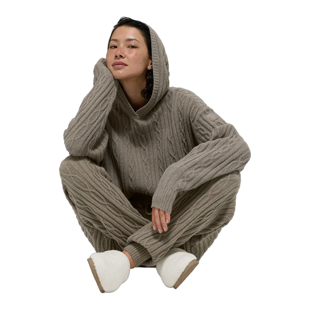 alo Cable Knit Winter Bliss Hoodie - Light Cocoa - Image 4
