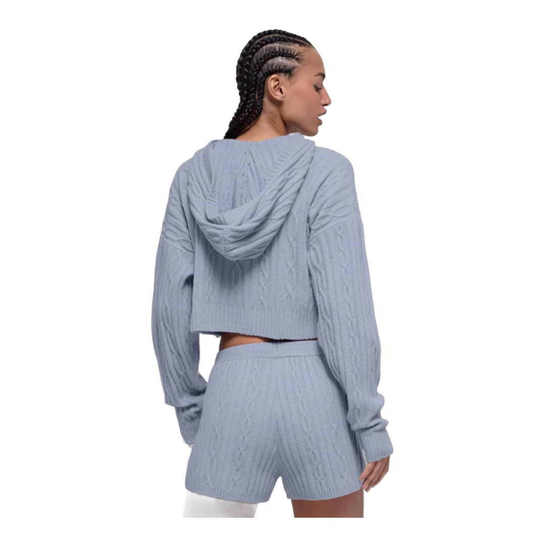 alo Cable Knit Winter Bliss Hoodie - Winter Frost - Image 3