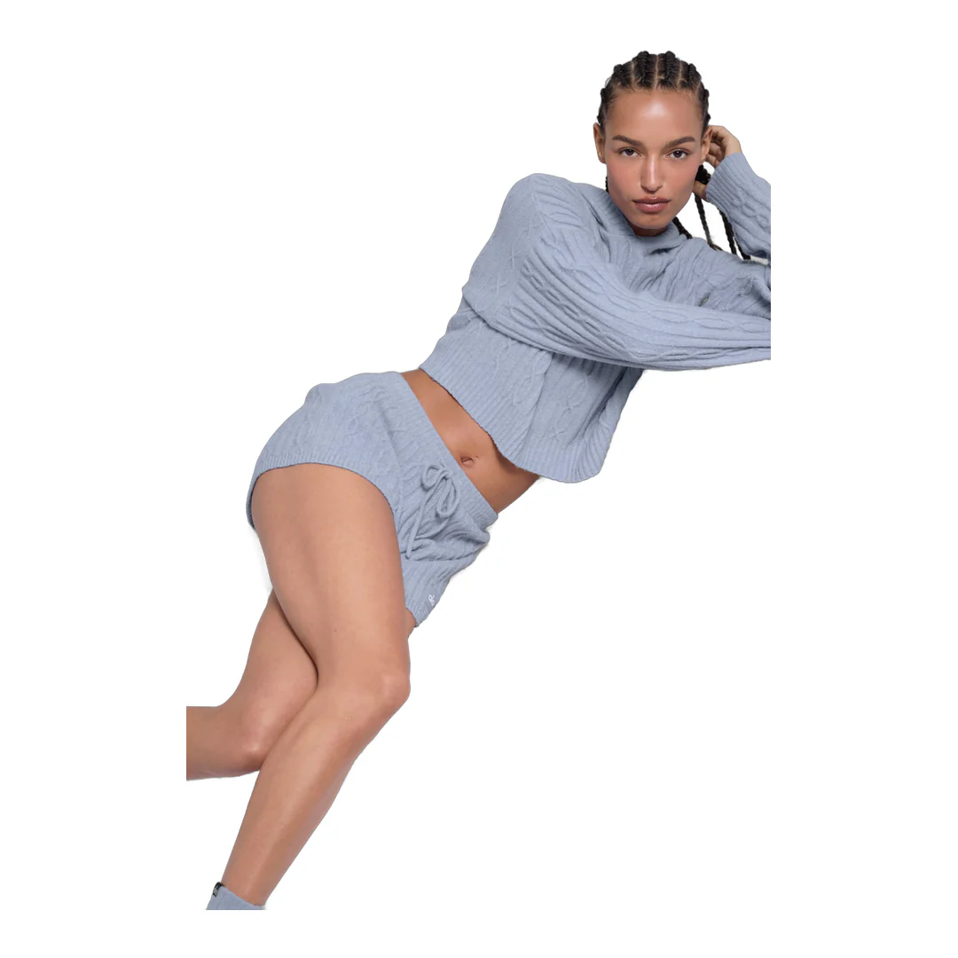 alo Cable Knit Winter Bliss Hoodie - Winter Frost - Image 4